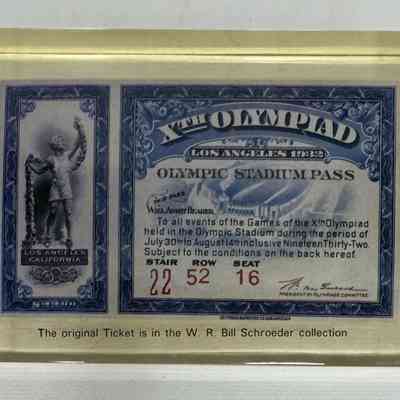 1932 Olympics ticket - acrylic mold