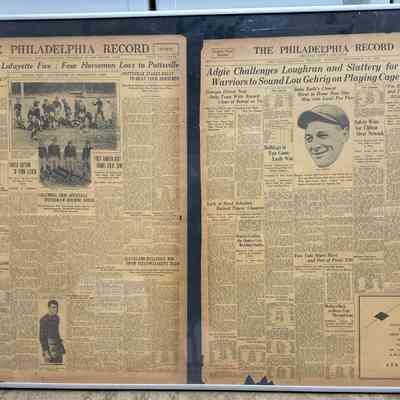 1925 & 1927 Philadelphia Record-Tommy Loughran; Penn; Lou Gehrig-Athletics