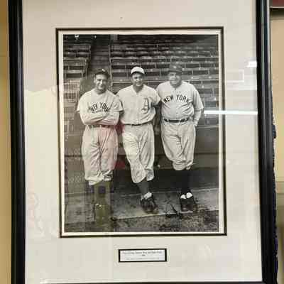 1930-Jimmie Fox-Lou Gehrig-Babe Ruth photo by Bruce Murray