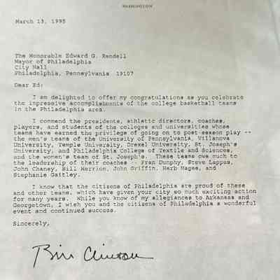 Letter to Ed Rendell from President Bill Clinton - March 13, 1995