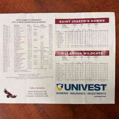2019 SJU - Villanova practice game scorecard & season schedule