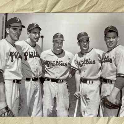 Willie Jones Phillie picture w/ Ashburn, Roberts, Simmons, Hamner