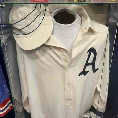 Athletics jersey and cap (repro)