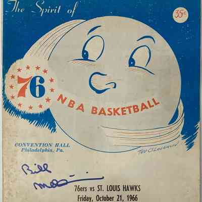 1966 76ers gameday program - Bill Melchionni signed