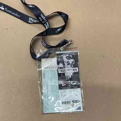 Eagles game ticket, holder and lanyard