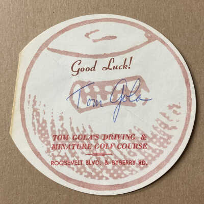 Tom Gola signed mini golf scorecard
