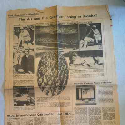 October 14, 1929 Evening Bulletin-Athletics score 10 runs in 4th Inning