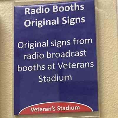 Original Veterans Stadium radio booth signs