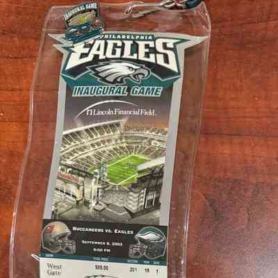 2003 game ticket & pin-Inaugural Game at The Linc
