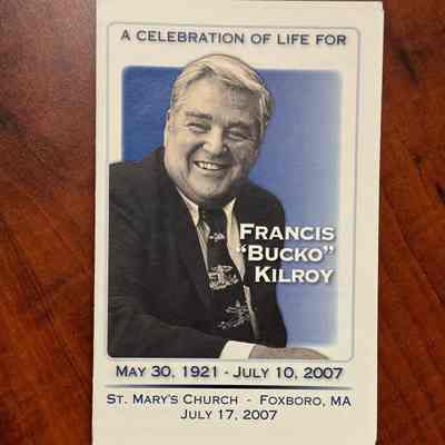 2007 Bucko Kilroy funeral card/booklet