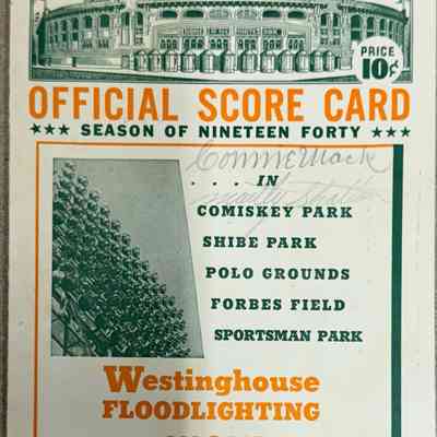 1940 Whitesox scorecard signed by Connie Mack & Monty Stratton