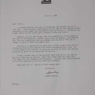 Lionel Simmons original letters