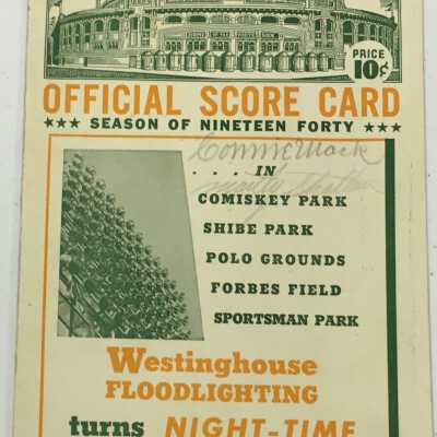 1940 Whitesox scorecard signed by Connie Mack & Monty Stratton