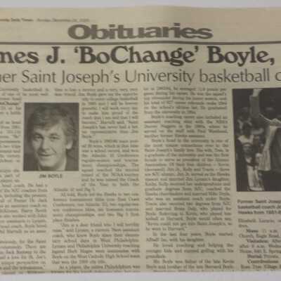 Jim Boyle dies - Inquirer article - 2005