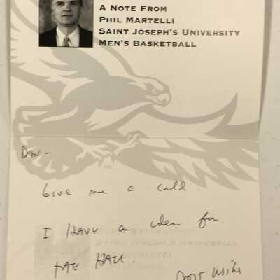 Phil Martelli hand-written note