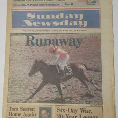 Sunday Newsday - Bet Twice wins 1987 Belmont