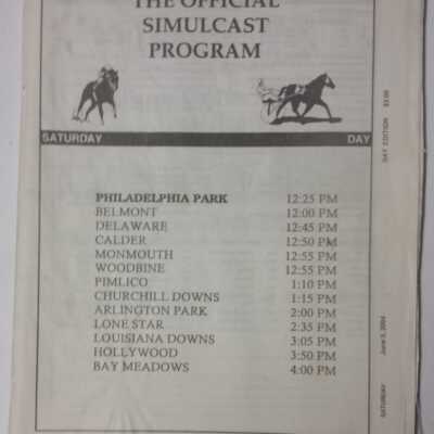 Simulcast Program - 2004 Belmont