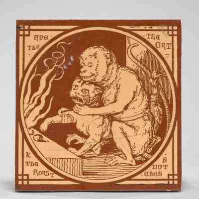The Ape and the Cat Aesop Fable Tile