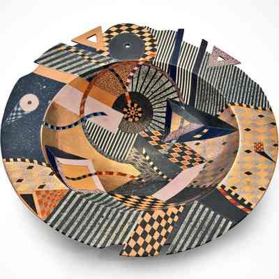 Blue and Gold Oval Platter