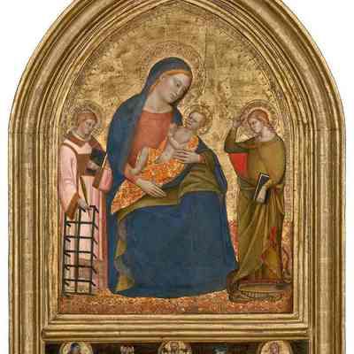 Madonna Nursing the Christ Child with Saints Lawrence and Margaret; Predella: the Man of Sorrows, Mater Dolorosa, and Saint John the Evangelist