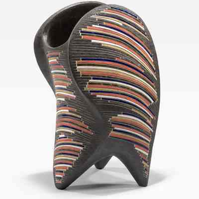 Tripod Vessel with Abstract Inlay Pattern