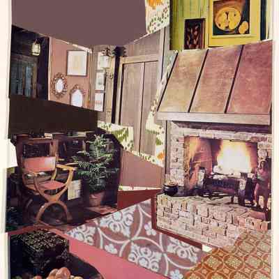 Interior: Fireplace with Money Tiles