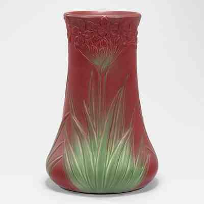 Incised Vase with Red Green Glaze
