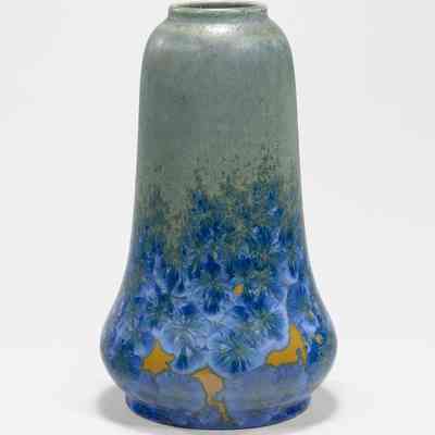 Vase with Blue Crystalline and Butterscotch Glaze