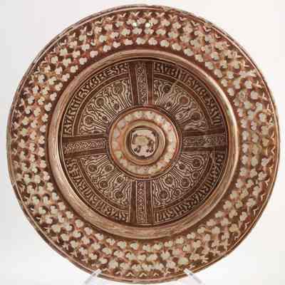 Lusterware Plate with Animal Shield