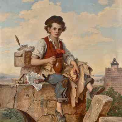 Young Mason Eating his Dinner