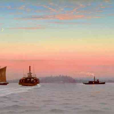 Twilight Over New York Harbor: Looking West to Hoboken