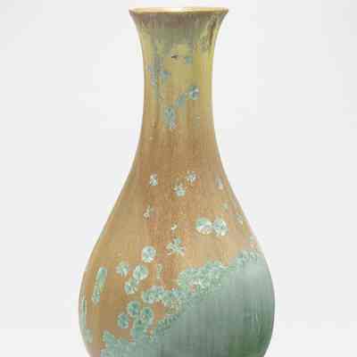 Vase with Aqua Crystalline Brown Glaze