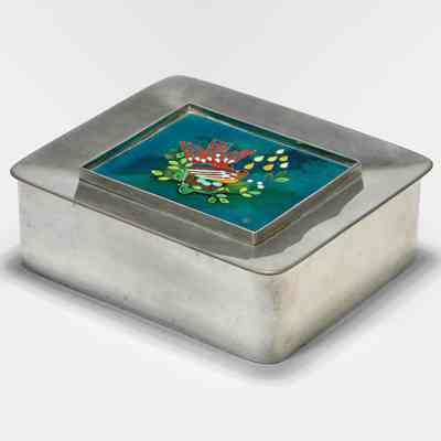 Pewter Box with Bird Plaque