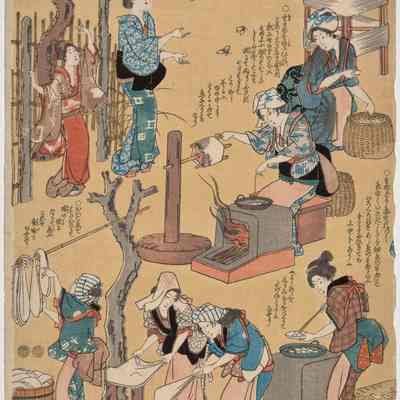 Domestic Scene: Processing Silk Cocoons