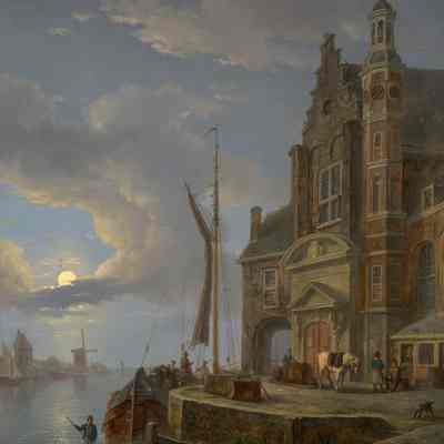 Moonlit River Scene with Church