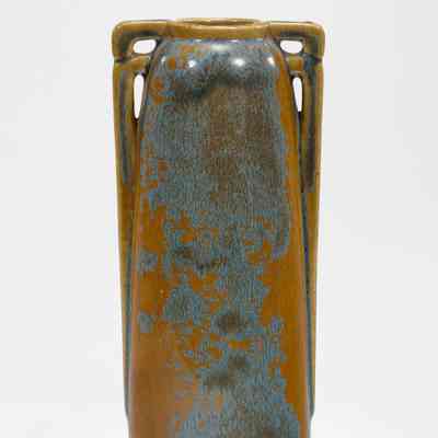 Vase with Blue Crystalline and Ochre Glaze