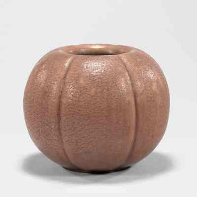 Pumpkin Shaped Vase with a Pinkish Brown Glaze