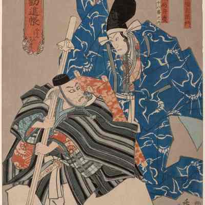 Kanjincho: Actors Ichikawa Ebizo V as Togashi no Saemon and Ichikawa Danjuro VIII as Musashibo Benkei