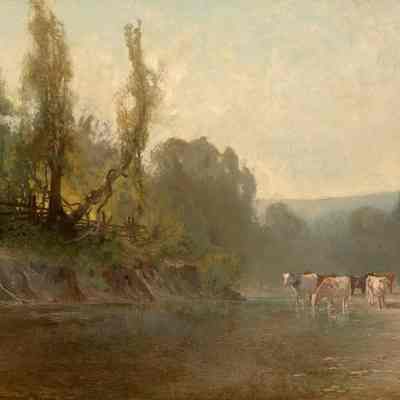 Cows by a Stream
