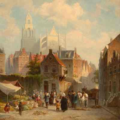 Dutch City with Market