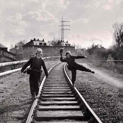 Untitled (Coal Miners on Railway Track)