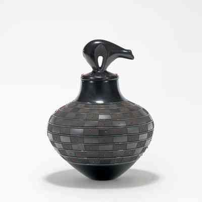 Bear Lid Blackware Jar