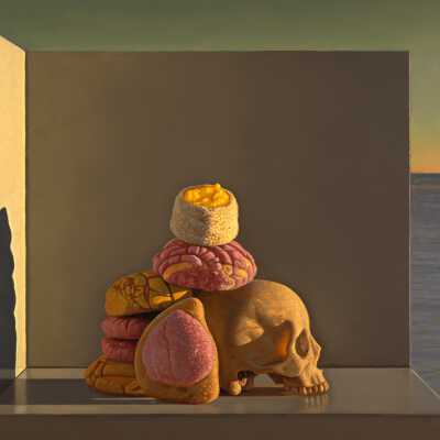 Still Life with Mexican Pastries and Skull