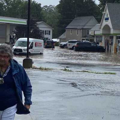 Intersection Routes 43 and 66 - 7: Town Clerk Barbara Hanson in the foreground.