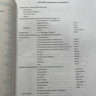 Sample page from Lumberman's Account Book (formerly Steam Mill Taborton), 1839-1843