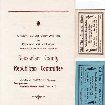 Page Protector 3a - Pythias Hall Old-Time Minstrels Show Program and Tickets: Program and tickets for a May of 1931 and April of 1941 Old-Time Minstrels shows that were held at the Pythias Lodge.