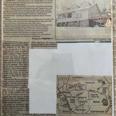 "Reforested, Scenic and Secluded Taborton." Article in Albany Times Union, April 1993