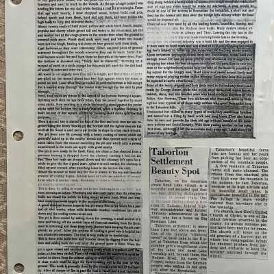 "Taborton Men Carved Out a Living", Clarence Herman, The Advertiser, Dec. 4, 1976 and "Taborton Settlement Beauty Spot" news article (author and date unknown)
