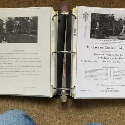 Left: Brookside Institute photo and brief history: Right:  Huntleigh Park George D. Whitehead Crooked Lake real estate advertisement