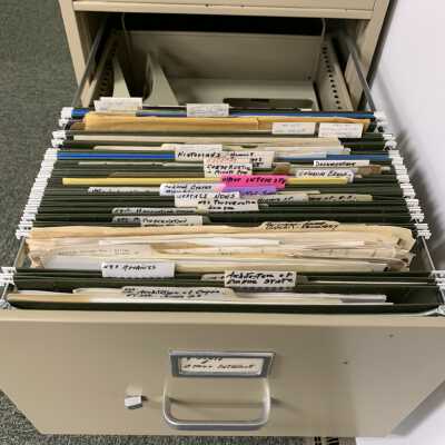 SLHS File Cabinet 2 - Drawer 3: Stores items of general and overall NYS historic interest.
